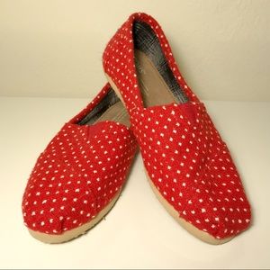 Toms Classic Red/White Polka Dot Size 6 Flats